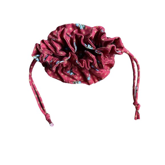 Vera Bradley Provincial Red Jewelry Drawstring Pouch Retired 8 Pockets Rare EUC - Picture 1 of 6